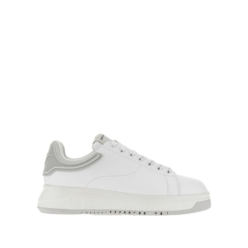 Emporio Armani Men Leather Sneakers With Eagle Logo